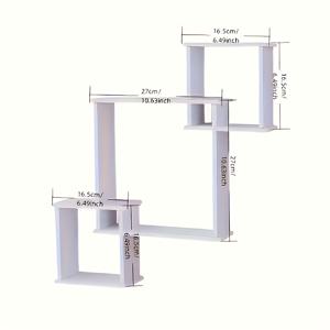 TEMU 화이트 기하학 벽 선반, 침실/거실용 걸이형 디스플레이 랙, 식물, 장식품, 홈 데코 수납 정리함, 다용도 플라스틱 비닐 벽걸이 선반, 조립 완료, 배터리 없음, 인테리어 디자인에 적합, 다용도 랙