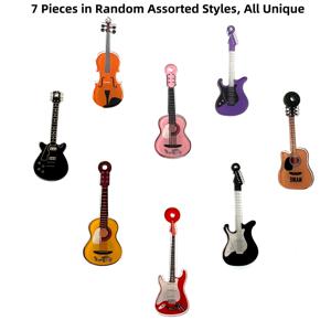 TEMU 기타 모양 냉장고 자석 7개 세트, 악보 및 줄과 함께 - 냉장고, 화이트보드, 사무실용 - 음악 테마 장식, 교육용, 파티, 발렌타인데이, 어머니의 날 선물용 아크릴 자석