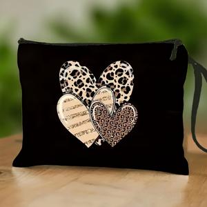 TEMU 프린트 하트 화장품 파우치 - 가벼운 여행용 정리함, 지퍼 잠금 & 탑 핸들, 귀여운 화장품 케이스, 졸업식, 일상 사용에 적합