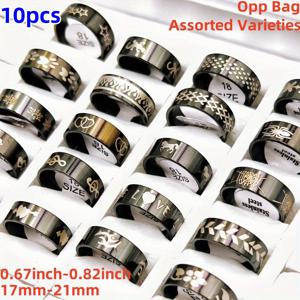 TEMU 레이저 각인 반지가 특징인 남성용 주얼리 10개 세트입니다. 남녀 모두에게 적합하며 다양한 스타일과 17mm에서 21mm 사이의 반지 사이즈로 제공됩니다. 이 블랙 믹스 컬렉션은 파티 주얼리 선물로 완벽하며 패셔너블합니다.