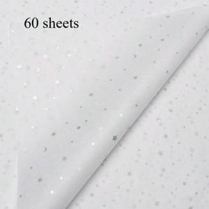 TEMU 15/60매, 은색 별과 달 패턴 티슈 페이퍼, 50*35cm, 선물 포장, 의류 습기 보호, 레드 와인 포장, 선물 상자 채우기, 약물 보호, 생일 선물 장식, 발렌타인데이 선물, 크리스마스 선물에 적합