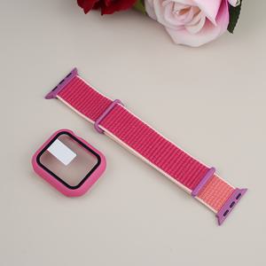 TEMU 투인원 무광 일체형 케이스 및 나일론 시계 밴드. 애플워치용, 강화유리 케이스와 밴드 포함, 46mm, 45mm, 44mm 시리즈 11/10, 42mm, 41mm, 40mm와 호환. 남녀공용 스포츠 나일론 루프 시계 밴드. iWatch 시리즈 11, 10, 9, 8, 7, 6, 5, 4, SE용. 패셔너블하고 부드럽고 편안한 시계 밴드 액세서리