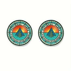 TEMU 국립공원 일출 자수 패치 2개, 혼합색, 다림질/봉제, 의류 및 액세서리 장식 배지