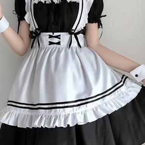 TEMU 새로운 드레스 숏 여성 드레스 귀여운 공주 드레스 이벤트 저녁 드레스 신부 들러리 드레스 무료 앞치마 머리 장식 끈 포함