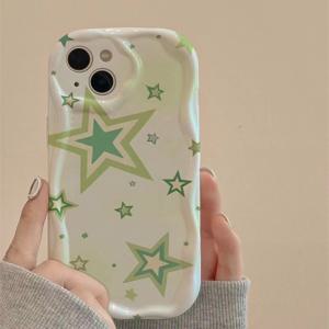 TEMU 아이폰16/15Promax/14/13/12/11/12미니/13미니/16 Pro Max/16 Plus/16 Pro 모바일 쉘 웨이브 패턴에 적합한 풀 스크린 스타 파인 홀 소프트 쉘