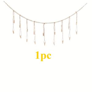 TEMU 스타일 벽 사진 액자 - 18개 클립과 나무 구슬이 포함된 1개, 기숙사, 교실, 침실 및 가정 장식에 이상적 - 110cm (43.3In) 벽 아트 쇼케이스