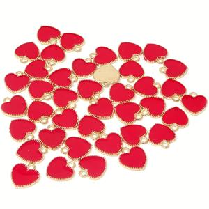 TEMU 40개 발렌타인데이 사랑 테마 에나멜 합금 펜던트 세트. 사랑스러운 하트 디자인으로 비즈 팔찌, 귀걸이 및 기타 주얼리 공예품 제작에 적합하며 프로젝트 및 발렌타인데이 장식에 완벽합니다.
