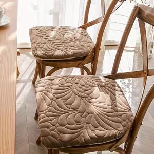 TEMU 1개 빈티지 스타일 벨벳 식탁 의자 쿠션 - 미끄럼 방지, 세탁 가능, 사계절 편안한 좌석 쿠션, 가정 및 사무실 의자에 적합, 지퍼, 안감, 플로럴 패턴, 다용도