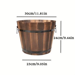 TEMU 배수 구멍이 있는 대형 나무 위스키 통 재배 화분. 실내 및 실외 다기능 재배에 적합한 빈티지 스타일이며, 홈 가드닝, 정원 장식 및 웨딩 장식에 완벽합니다. 홈 데코를 위한 정원 가꾸기 선물