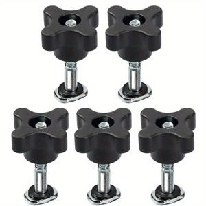 TEMU 5pcs M6x40 T-트랙 볼트 노브 키트 - 탄소강, 갈바니처 처리, 플랫 헤드, 목공용 장비 부착을 위한 부분 스레드, 필립스 드라이브 스타일