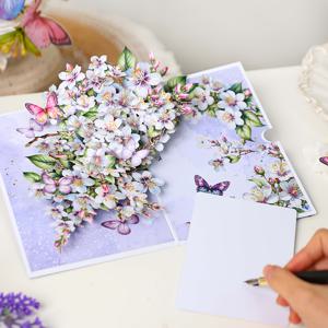 TEMU 단 한 개의 사과 꽃 3D 팝업 카드, 어버이날, 생일 또는 모든 행사에 완벽하며, 위로 및 홈 데코레이션에 적합하며, 모든 연령대에 적합한 메모 카드가 포함되어 있습니다.