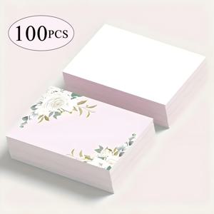 TEMU 100개 플로럴 패턴 감사 카드, 메모, 메시지, 인사말 - 비즈니스, 생일 선물, 신학기 용품을 위한 다용도 필기 용지. 메모, 정보, 카드 쓰기, 메일링 카드, 소규모 비즈니스 용품, 선물 태그 포함