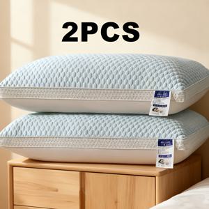 TEMU 2개입 시원하고 통기성 좋은 두부 베개, 편안한 목 지지로 쉽게 수면 가능, 폴리에스터 섬유 충전, 세탁기 사용 가능, 호텔 및 가정용으로 적합, 이상적인 크리스마스 선물, 등, 배, 옆으로 자는 사람에게 적합