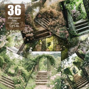TEMU 꿈결 빈티지 정원 패턴 스크랩북 용지, 수제 종이, 공예 배경 매트, 빈티지 다이어리, 배경 장식, 카드 제작, 인사말 카드, 정크 저널 및 기타 시나리오에 적합한 재료 용지. 사양: 5.9 * 5.