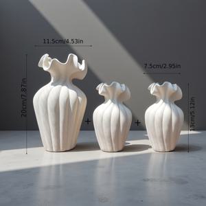 TEMU 세라믹 화병 세트, 대형 1개, 중형 1개, 소형 2개 구성, 화이트 및 베이지 색상 선택 가능, 대형 단일 화병, 중형 화병과 소형 화병 2개 포함, 가정 장식, 사무 공간, 웨딩 장식, 파티 용품, 명절 선물 등 다양한 상황에 적합한 대형, 중형, 소형 세 가지 사이즈 세트