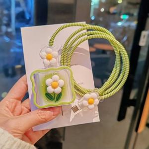 TEMU 애플 16/15 충전 케이블용의 산뜻하고 꽃향이 나는 보호 케이스. 아이폰 14에 적합하여 절단 방지, 18/20W 충전 보호와 함께 사용 가능하며, 와이어 정리 기능이 있는 고속 충전 헤드 포함.