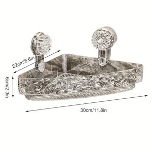 TEMU 일체형 흡착식 코너 샤워 선반, 드릴이 필요 없는 벽걸이 캐디. 강력한 그립력의 투명 삼각형 수납 랙, 넉넉한 정리 공간, 고급스러운 패턴 디자인으로 욕실 및 주방 수납에 적합합니다.