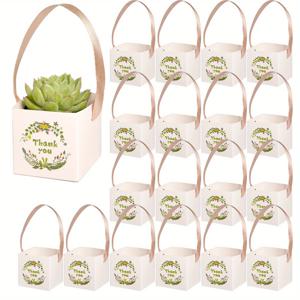 TEMU 12/24개 다육식물 선물 상자, 2.36인치 화분용 미니 크래프트 종이 바구니 손잡이 포함 - 웨딩, 생일, 파티 선물용