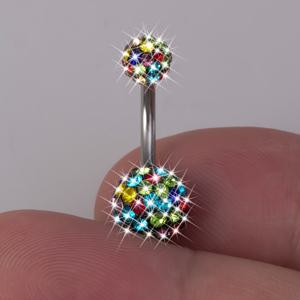 TEMU 1개 컬러풀 인조 배꼽 피어싱 스테인리스 스틸 바디 쥬얼리 14게이지