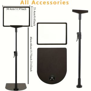 TEMU 2개 조절식 A4 디스플레이 스탠드 세트: 세로 및 가로 디스플레이 옵션이 있는 메탈 포스터 홀더. 메뉴, 웰컴 사인 및 포스터를 위한 세련된 블랙 프레임. 전기 불필요, 간편한 조립. 견고한 구조