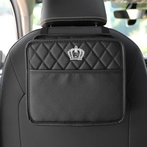 TEMU 1개 반짝이는 라인스톤 왕관 자동차 헤드레스트 액세서리 - PU 가죽, 앞좌석/뒷좌석용, 수납 포켓 포함, 왕관형 라인스톤 장식, 트럭, 오토바이용 (쉬운 설치)