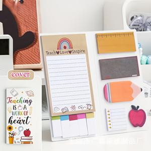 TEMU 선생님 감사 스티커 메모 세트 - '선생님은 마음으로 살아가는 사람들' 테마, 줄자 있는 종이 노트패드 포함, 학교 및 사무용품에 적합, 14세 이상