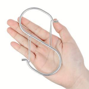 TEMU 고강도 일체형 단조 철제 S자 고리 이중 미끄럼 방지 안전 잠금장치 스프링리스 엔지니어링 역학 설계 누름식 및 자동 잠금식 걸림 방지 녹 방지 강화 하중 지지, 가정/야외/자동차/RV용 다용도 후크