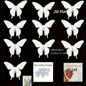 TEMU 2D 평면, 스타일 아크릴 나비 매달이 장식 21개 세트, 걸기 쉬움, 침실, 방 창문, 집 장식, 결혼식, 사진 소품용, 투명 로프와 접착식 고리 나비 장식 세트 포함, 2D 평면