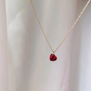 TEMU 레드 5A 지르코니아 하트 모양 목걸이 1개, 사랑의 하트 펜던트 초커, 가을/겨울 프로모션, 우아하고 활용도 높은, 일상 출퇴근/파티/결혼식/밸런타인데이/휴일/어머니의 날/추수감사절/크리스마스 선물용으로 적합