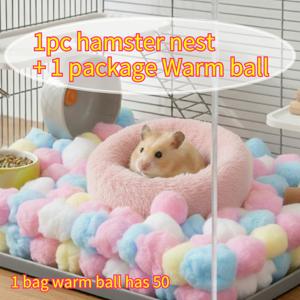 TEMU 햄스터 둥지 따뜻한 볼 2개 - 부드럽고 따뜻한 햄스터 하우스, 작은 애완동물을 위한 아늑한 겨울 쉼터, 햄스터를 위한 안전한 둥근 은신처, 사계절용 장식용 펫 둥지 (조립 불필요)
