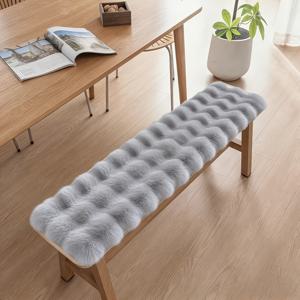 TEMU 1개입 버블 벨벳 소재의 푹신한 인조 토끼 쿠션, 가을/겨울 시즌에 완벽. 이 긴 쿠션은 식탁 의자 및 스툴에 적합합니다.
