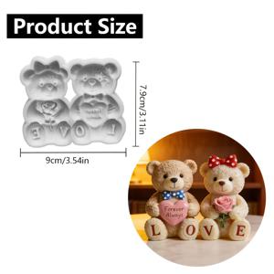 TEMU 커플 베어 실리콘 몰드 - DIY 비누, 레진, 클레이 & 시멘트 공예용 - 사랑하는 베어가 하트 & 꽃을 들고 'LOVE' 발자국 글자, 불규칙한 모양 몰딩, 수제 발렌타인데이, 어버이날 선물, 비누 만들기 & 레진 공예용