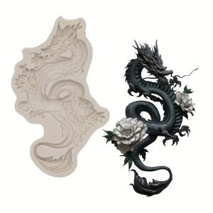 TEMU DIY 레진, 초콜릿 & 캔디 엠보싱용 드래곤 모양 실리콘 몰드 - 다용도 베이킹 및 장식 도구