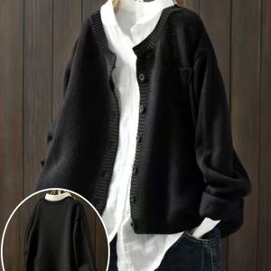 TEMU 플러스 사이즈 - 플러스 사이즈 - 레트로 문학 스타일 루즈핏 긴팔 스웨터 코트