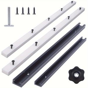 TEMU 테이블 톱 크로스컷 슬레드 키트, 2개의 UHMW 스키우 바, 2개의 알루미늄 트랙, 1개의 노브 및 1개의 볼트, 사전 천공된 구멍 및 20개의 나사 포함, 고정 장치 또는 스키우 그루브용 (6)