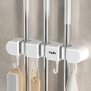 TEMU 1개 다기능 걸이형 걸레 홀더, 벽걸이형 걸레 랙, 드릴 불필요 자가 점착식 걸레 홀더, 빗자루 클립, 청소 도구, 욕실, 사무실, 주방, 옷장, 차고, 마당, 원예, 신학기 용품, 다용도 후크에 적합