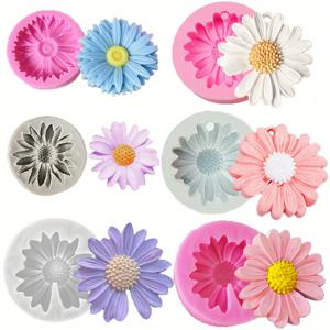 TEMU 6개 세트, 데이지 꽃 실리콘 몰드 - 플로럴 장식 및 공예용 레진 양초 몰드