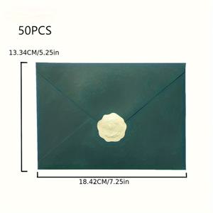 TEMU 50장 7x5 다크 그린 초대장 + 봉투 스티커 세트, 저녁 식사, 졸업식, 생일 파티, 공식 행사용