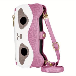 TEMU 갤럭시 S25 S24 S20 S10E S10 S9 S21 S20+ FE 4G 5G Lite Ultra용 귀여운 디자인 지갑형 플립 케이스 - 카드 슬롯, 오벌 메이크업 미러, 긴 끈, 리치 패턴 포함