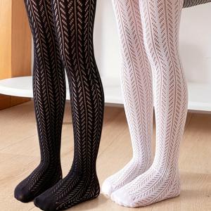 TEMU 1/2개 소녀용 단색 니트 타이츠 - 통기성 메시 베이비 양말, 탄성 커프, 부드러운 신축성 있는 원단, 모든 계절에 사용할 수 있는 다용도, 일상 및 특수한 경우에 사용, 손세탁만, 귀여운 양말, 일상용 신발, 패션 신발, 내구성 있는 구조, 세련된 신발, 청소년