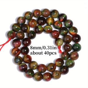 TEMU TTUIJI 6/8/10mm 그린 타이거 아이 스톤 비즈 - DIY 주얼리 만들기용 마블링 타이거 아이 보석, 팔찌, 목걸이, 귀걸이 및 키체인용 라운드 스페이서 비즈 - 공예가를 위한 독특한 선물 (루즈)