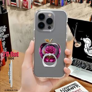 TEMU 1개 2D 아크릴 반지 홀더, 360° 자유 회전, 아름다운 사과 소프트 스티커 원형 반지 홀더, 낙하 방지 휴대폰 반지 홀더, 휴대폰 반지 스탠드, 태블릿 반지 스탠드, 게임 콘솔 및 기타 사용 시나리오