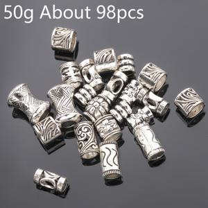 TEMU 50g 약 98개 중공 비즈 세트, 원통형 루즈 스페이서 비즈, 입체 직관 패턴 천공 루즈 비즈, 대형 관 패턴 엣지 직구 비즈, 혼합 불규칙 질감 둥근구 관 비즈, 주얼리 DIY 팔찌, 목걸이, 발찌, 귀걸이, 헤어 액세서리, 펜던트, 폰 체인, 키체인, 의류 액세서리, 공예 및 장식용 제작에 적합