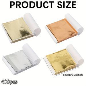 TEMU 400개 금속 호일지, 4가지 색상 - 골드, , 실버, 샴페인 - DIY 아트 홈 데코, 레진 주얼리 만들기, 네일아트에 이상적