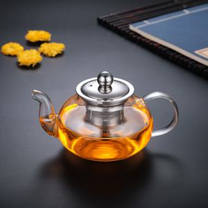 TEMU 고온 저항 유리 스테인리스 스틸 티포트 (차 거름망 포함) - 두꺼운 투명 디자인, 손잡이 및 스파우트 포함, 가정용으로 완벽, 잎차 및 강화 차에 필수