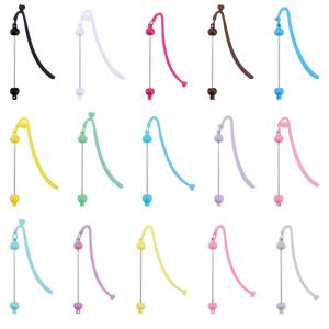 TEMU 10개, 비즈 디자인 소형 곡선 후크 북마크, 멀티컬러 플라스틱 비즈 북마크, 스타일리시 비즈 북마크 세트