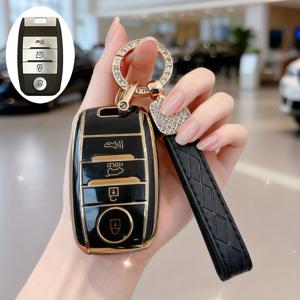 TEMU 기아 니로, 포르테, 옵티마, 쏘렌토, 리오, 소울, 스포티지용 자동차 키 커버 - 내구성 있는 자동차 키 보호 케이스, 내구성 있는 스마트 리모컨 키 보호 케이스, 쉬운 설치 소프트 TPU 키 쉘 & 키체인, 세련된 키 디자인, 다양한 색상