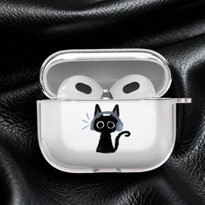 TEMU 세련되고 독특한 검은 고양이 이어폰 디자인 투명 케이스 (에어팟 4/3/2/Pro2/Pro 호환), 가족, 친구, 남성 및 여성을 위한 완벽한 크리스마스 선물, 소스 팩토리에서 할인 가격으로 구매 가능