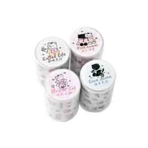 TEMU 4롤 귀여운 고양이 테마 글리터 와시 테이프 | 자가 접착, 광택 마감, 폴리에틸렌 테레프탈레이트, 스크랩북, 휴대폰 케이스, 컵, 사진 프레임용 일회용