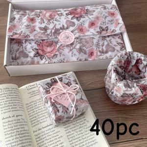 TEMU 빈티지 디스트레스드 말린 장미꽃 뽕나무 종이 14*20인치 선물 포장지 40장, 아트지, 파티, 생일, 결혼식 장식용, 포장지, 티슈지, 부케 용품, 휴일 선물 포장, 포장 재료, 꽃 포장지